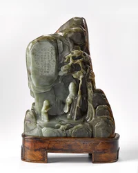 Pinselhalter in Form einer Berglandschaft, mit der Figur von Lao-Zi, dem Gründer des Taoismus, Qing-Dynastie